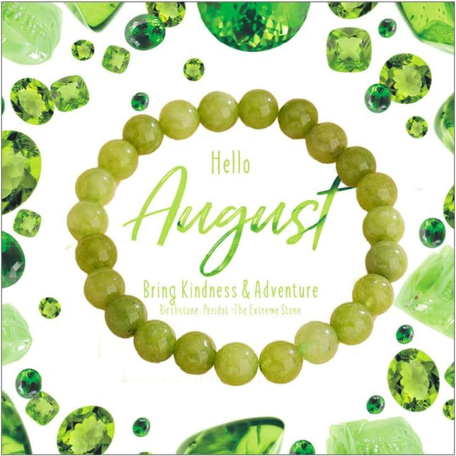 August Birthstone Peridot Stretch Beaded Bracelet
