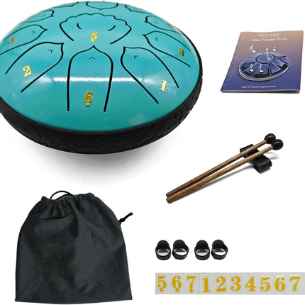 TerraBound TierraRumbo 6 Inch 11 Note Hand-Tuned Steel Tongue Drum with Soothing Sound — Outdoor & Adventure