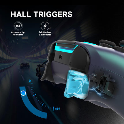Chrome Blue Wireless Pro Controller with Hall Effect Joystick