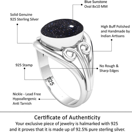 SourceToHome FuenteACasa Garnet, Lapis, Moonstone, Crystal Oval Handmade Ring Genuine 925 Sterling — Home & Lifestyle
