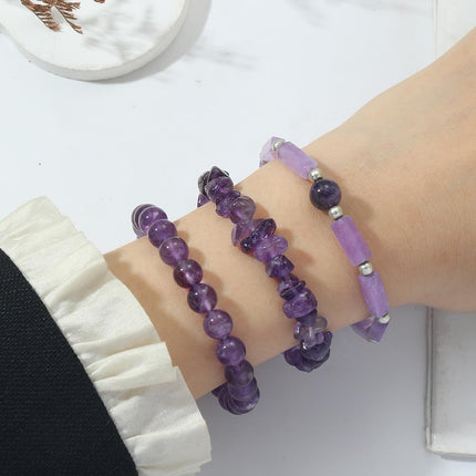 3-Piece Natural Stone 8mm Crystal Beaded Stretch Bracelets for Women