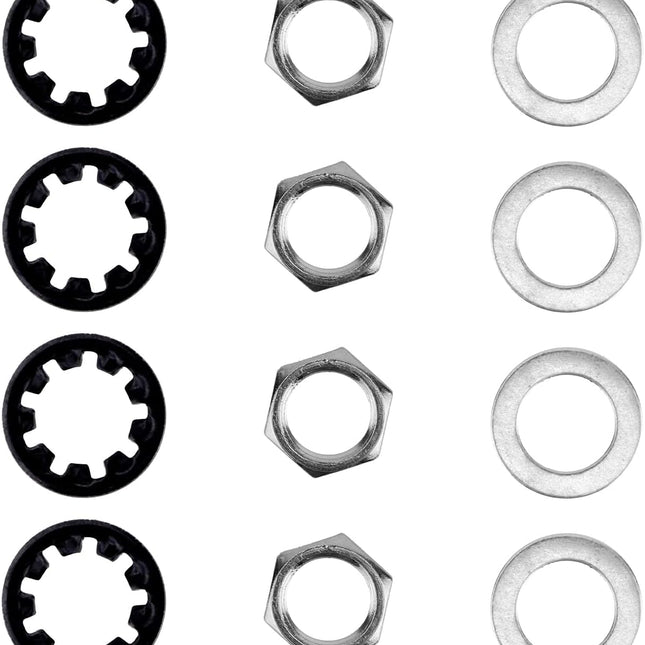SourcetoHome 12pcs 3/8" Guitar Jack Nut and Washer, Input/Output Socket Nut & Washer Replacement Parts for Electric Guitar Bass Acoustic Amp Hardware Repair - General - front view