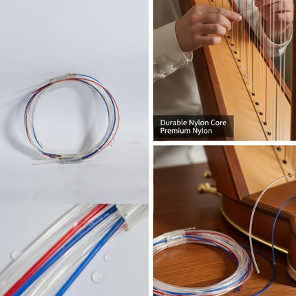 34 String Harp Replacement Strings Set, Premium Nylon Core, Durable Multi-Color