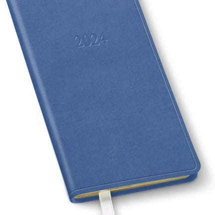 Pocket Monthly Planner 2024 - 18-Month Bonded Leather Calendar, Hydrangea, 6 x 3.25 in.