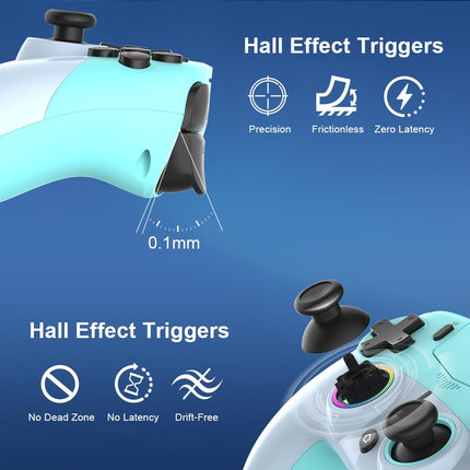 MWCG Wireless LED Controller for PS5, Compatible with PS5 Pro/Slim/PC, Dual Vibration, Modded Function, 8 Light Modes, 3.5mm Audio Jack, 6-Axis Motion Contro Gamepad with Speaker