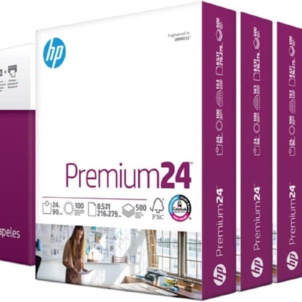 HP Printer Paper | 8.5 x 11 Paper | Premium 24 lb | 5 Ream Case - 2500 Sheets | 100 Bright | Made in USA - FSC Certified | 115300C
