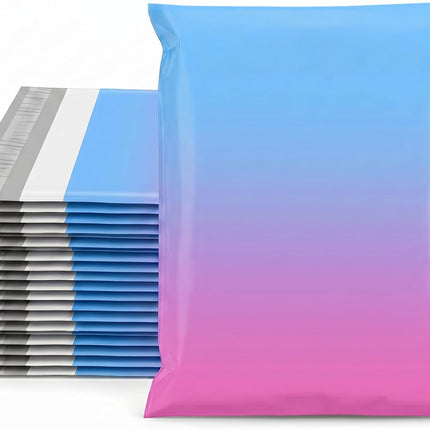 Cute 10x13 Inch Poly Mailers, 50 Count, Gradient Blue Pink