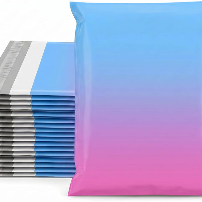 Cute 10x13 Inch Poly Mailers, 50 Count, Gradient Blue Pink