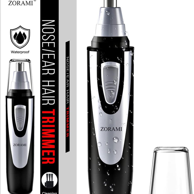 Ear and Nose Hair Trimmer Clipper - 2026 Professional Painless Eyebrow & Facial Hair Trimmer for Men and Women, Battery-Operated, IPX7 Waterproof, Dual Edge Blades, Black