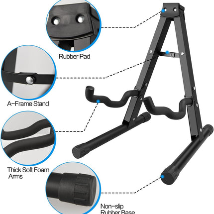 SourceToHome FuenteACasa DkOvn 1/2/4 Pack Guitar Stand, A-Frame Folding Guitar Stand with Non-Slip — Home & Lifestyle