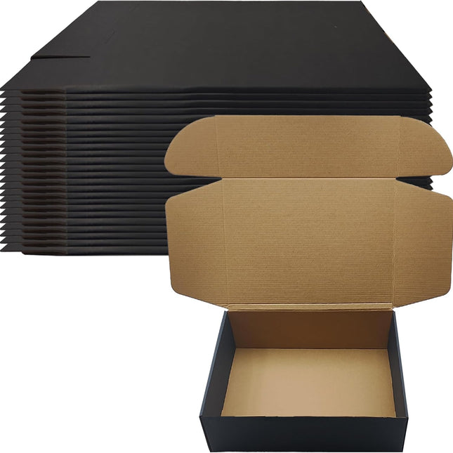 12x9x4 Black Corrugated Shipping Boxes, Set of 20