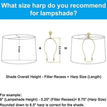 9.5 Inch Gold Tone Lamp Harp Kit with Finial, 2 Set