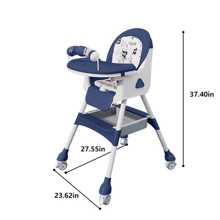 Foldable 4-in-1 Baby High Chair for Babies & Toddlers, Blue