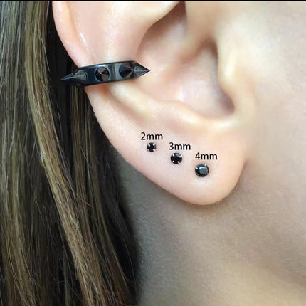 3 Pairs CZ Flat Screw Back Stud Earrings