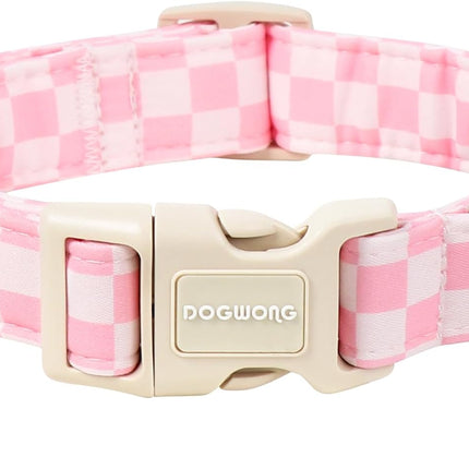 Pink Checked Dog Collar for Small Dogs