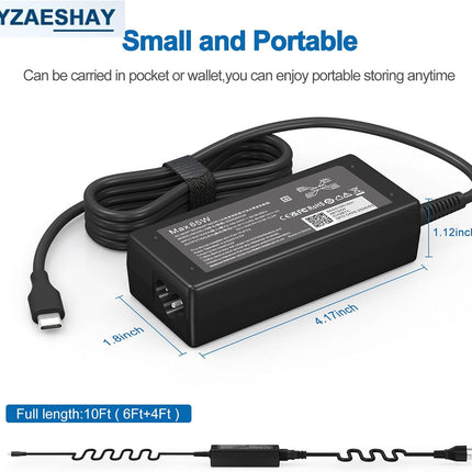 Replacement 65W USB-C Laptop Charger