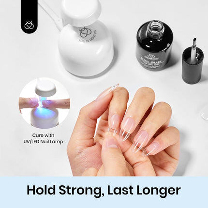 9 In 1 Gel Nail Glue for Clear Acrylic Nail Tips, 2 Pcs 15ml