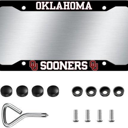 DriveForge ForjaRuta 1PC Aluminum License Plate Frames for Oklahoma Sooners,Metal Matte Black — Auto & Moto