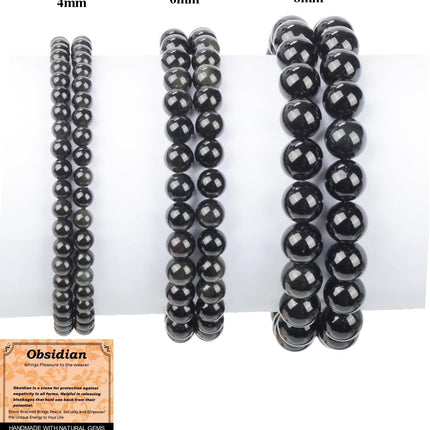 Black Obsidian 4mm Stretch Yoga Bracelet