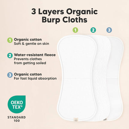 Organic Cotton Burp Cloths for Babies, 5-Pack
