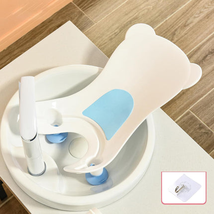 Portable Infant Sink Bather & Baby Bath Support, Ergonomic Wash Stand for Newborn Buttock Cleaning, Adjustable 4-Gear Basin Tool with Suction Cups and Hanging Hook