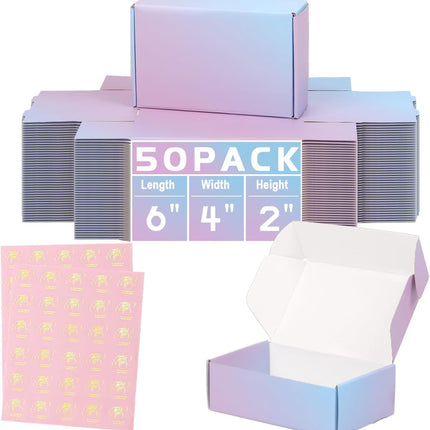6x4x2 Inch Small Shipping Boxes, 50 Pack, Gradients