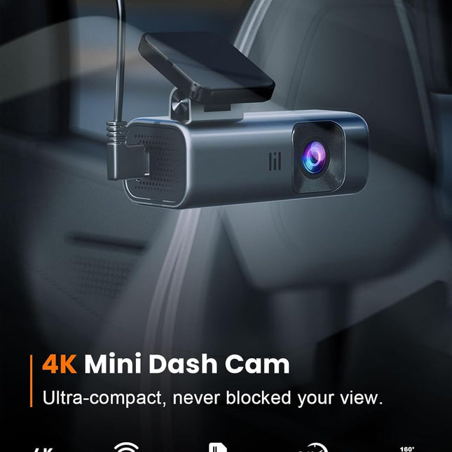 4K Front Dash Cam with Built-in 5G WiFi and 64GB Card