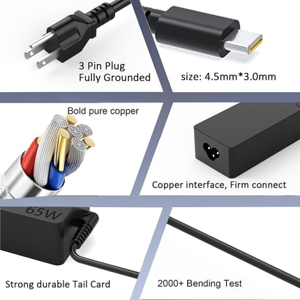 65W USB-C Replacement Laptop Charger Power Adapter Cord