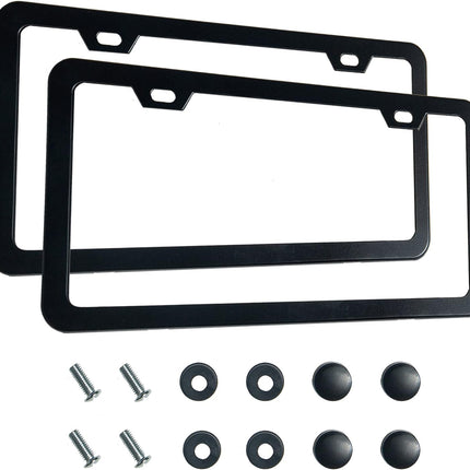 2-Piece Premium Matte Black Aluminum License Plate Frames