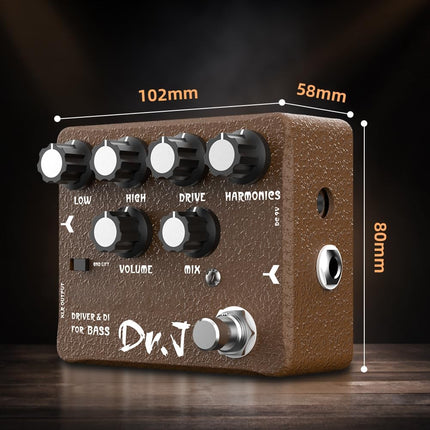 D53 Bass Overdrive Amp Simulator Pedal with DI and XLR Output