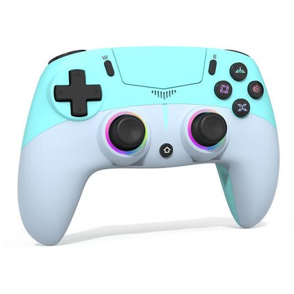 MWCG Wireless LED Controller for PS5, Compatible with PS5 Pro/Slim/PC, Dual Vibration, Modded Function, 8 Light Modes, 3.5mm Audio Jack, 6-Axis Motion Contro Gamepad with Speaker