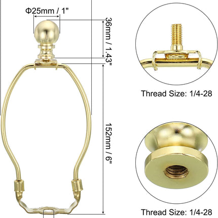 6 Inch Gold Tone Lamp Harp Kit with Finial