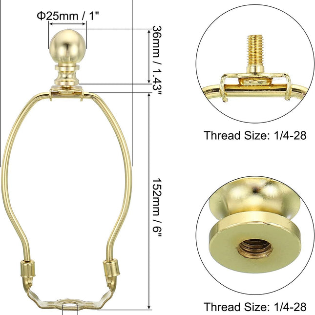 6 Inch Gold Tone Lamp Harp Kit with Finial