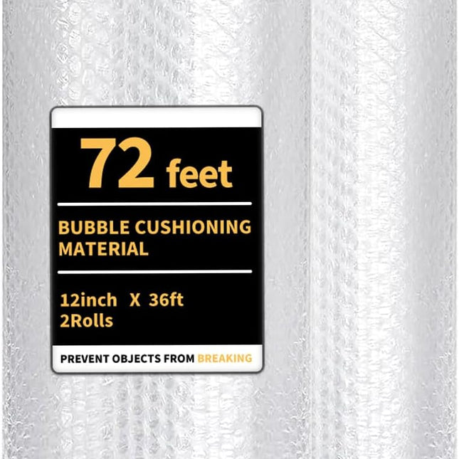 Bubble Cushioning Wrap 2 Pack, 12 in x 72 ft
