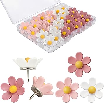 30-Piece Flower Push Pins in 3 Colors