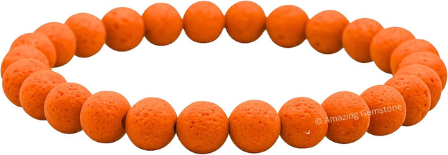 Orange Lava 8mm Gemstone Crystal Stretch Bracelet