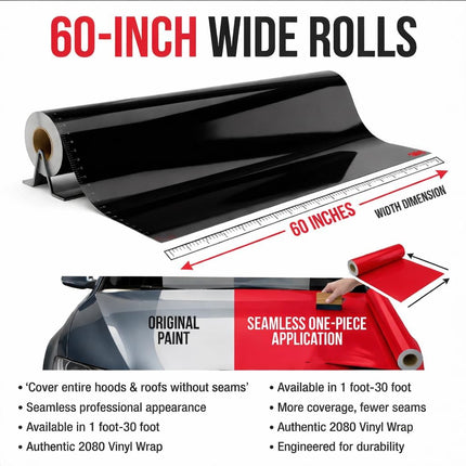 2080 Series Gloss Black G12 Automotive Vinyl Wrap Film - 5 ft x 1 ft