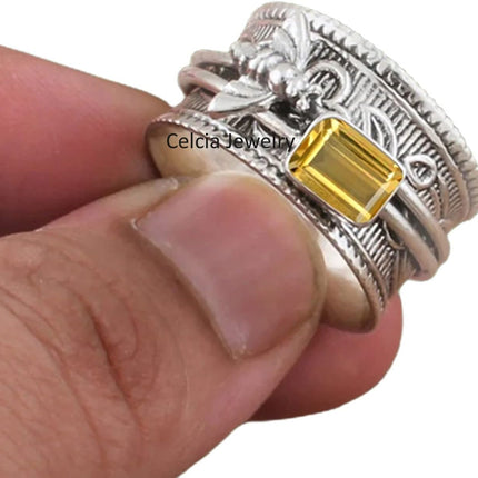 925 Sterling Silver Honey Bee Spinner Meditation Ring — Home & Lifestyle