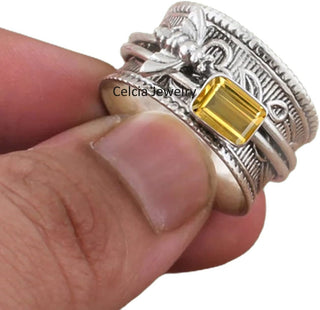 925 Sterling Silver Honey Bee Spinner Meditation Ring — Home & Lifestyle