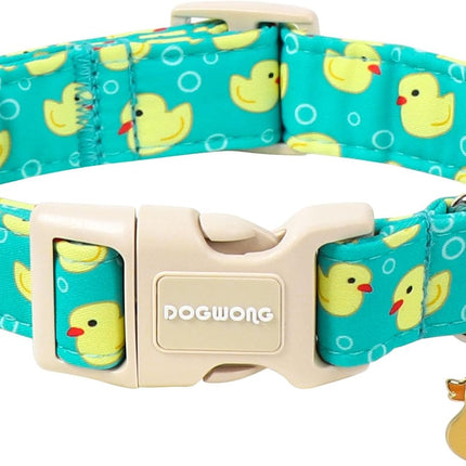 Ducky Pattern Adjustable Heavy-Duty Collar for Small Dogs, 11-16 Inch Neck