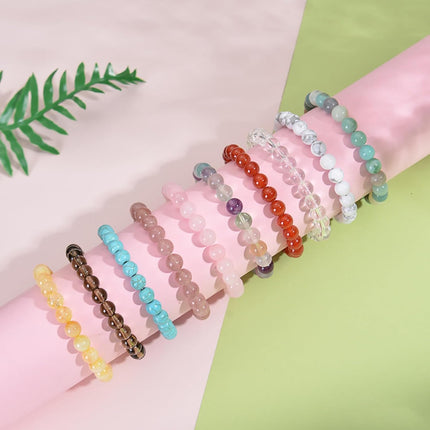 8mm Healing Crystal Bracelet, Natural Stone, Stretch Beaded