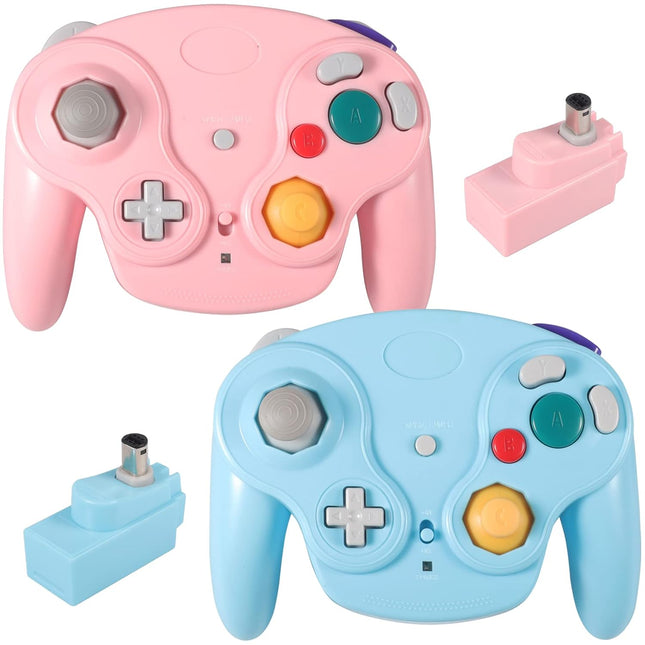 Wireless Classic Gamepad Controller Set, 2 Pieces, Pink and Blue