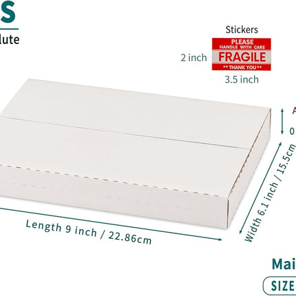 9x6x1 Inch Shipping Boxes for CD, DVD and Book Mailing, 25 Pack