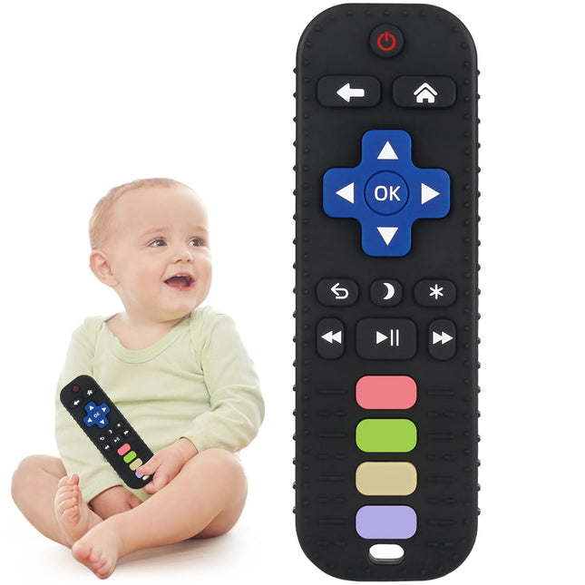 Baby Teether Toy, TV Remote Control Shape, Black, Ages 3-24 Months