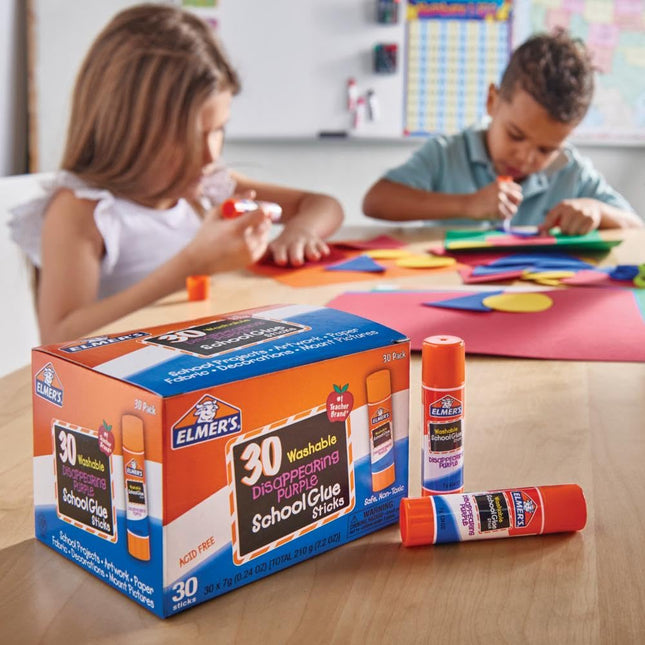 Disappearing Purple Washable School Glue Sticks, 7g, 30 Count