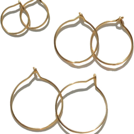 14k Real Gold Thin Hoop Earrings for Women