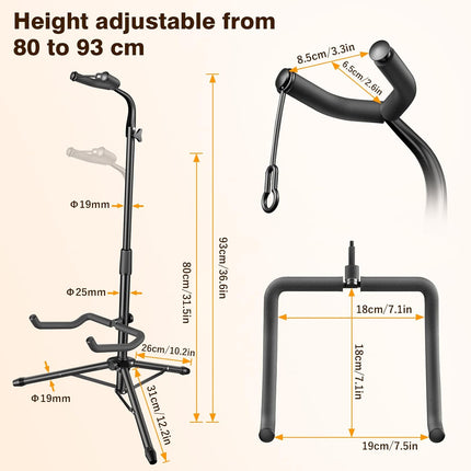 SourceToHome FuenteACasa New Bee Guitar Stand, Height Adjustable Foldable Guitar Stand with Secure — Home & Lifestyle