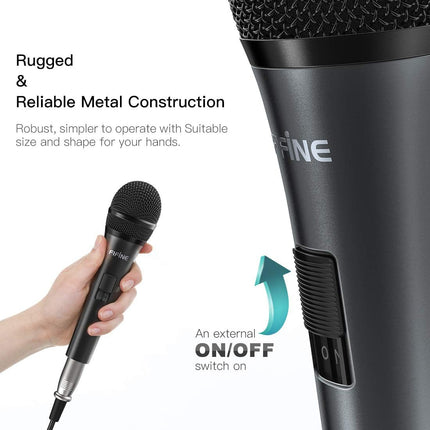 Wired Dynamic Karaoke Vocal Microphone with 14.8 ft Cable