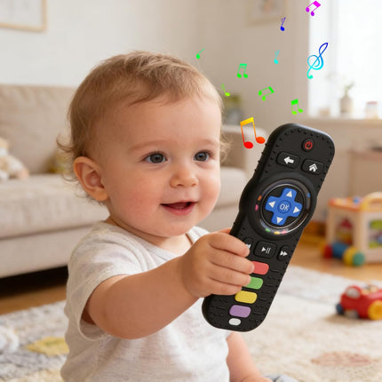 Black Silicone Baby Teether Remote Control Rattle Toy