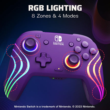 Purple Wireless Pro Controller with Custom RGB Lighting